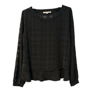 LOFT Women’s Blouse – Size M – Black Sheer Layered Hem